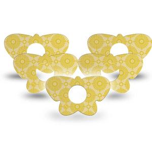 ExpressionMed Yellow Sundress Infusion Set Butterfly Shape Tape, 10-Pack Tape Beaming Gold Shapes, Plaster Continuous Glucose Monitor Design