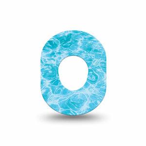 ExpressionMed Sunlit Water Dexcom G7 and Dexcom Stelo Glucose Biosensor System Mini, Single Tape Rippling blue water Waterproof Plaster for CGM