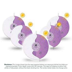 ExpressionMed Solar Violet Freestyle Libre 3 and Libre 3 Plus Tape, 5-Pack Tape and 5-Pack Sticker Light-Reactive Purple, Adhesive Tape Continuous Glucose Monitor Design