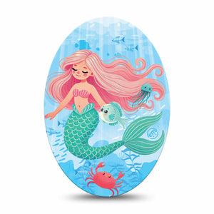 ExpressionMed Mermaid Medtronic Guardian Enlite Universal Oval Single Tape Green Fishtale, Plaster CGM Design