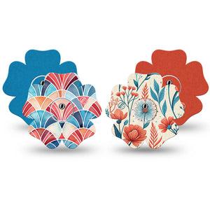 ExpressionMed Teal Rouge Freestyle Libre 3 and Libre 3 Plus Flower, tape and sticker  modern color palette Accessories for CGM