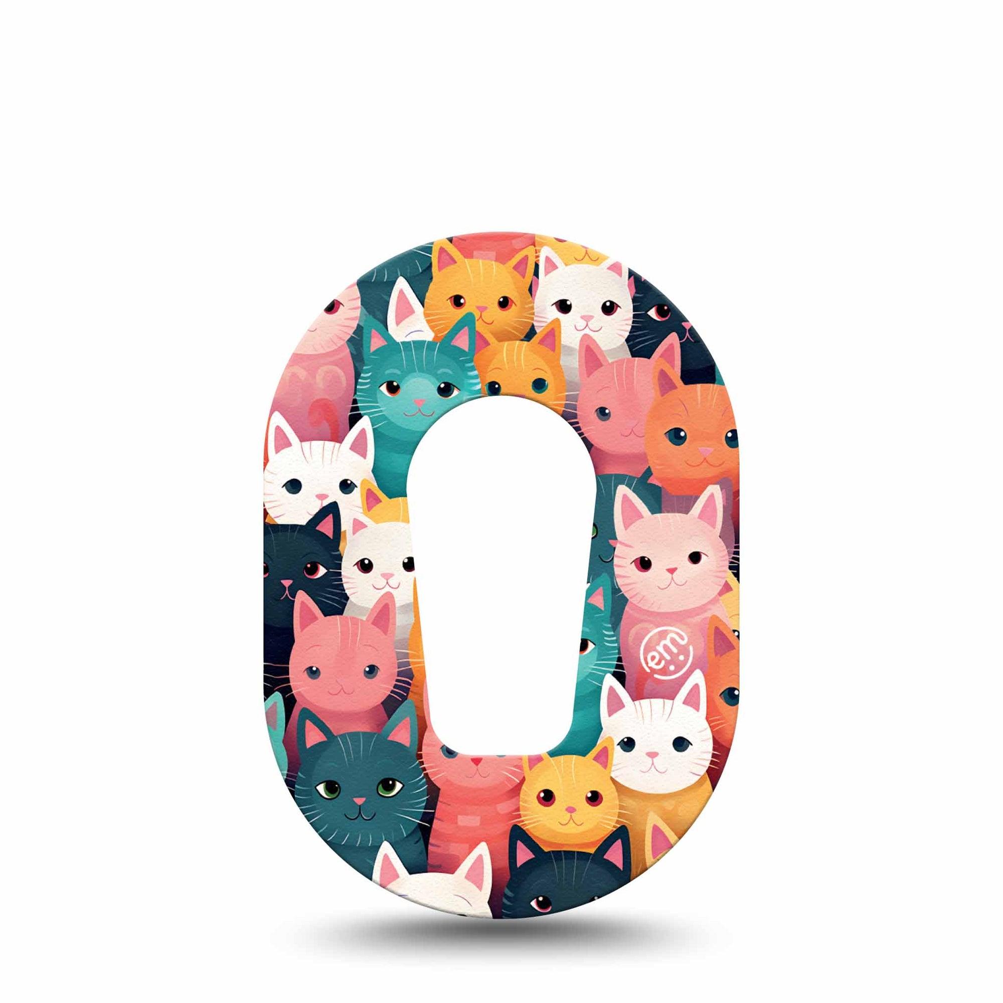 ExpressionMed Rainbow Cats Dexcom G6 Mini Tape Single Adorable Kitty Cats Adhesive Tape CGM Design