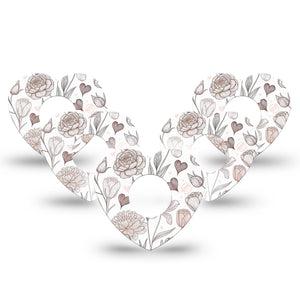 ExpressionMed Minimalist Botanical Infusion Heart, 10-Pack Organic line art florals Adhesive Tape For Pump