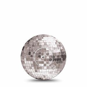 ExpressionMed Mirror Ball Freestyle Libre, Libre 2 Plus, and Abbott Lingo, Single Tape and Single Sticker Silver gray ball Overlay Patch for CGM