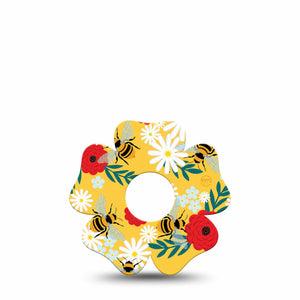ExpressionMed Bees and Flowers Freestyle Libre 3 and Libre 3 Plus Flower Shape Tape Single Tape Floral Nectar Overlay Tape CGM Design