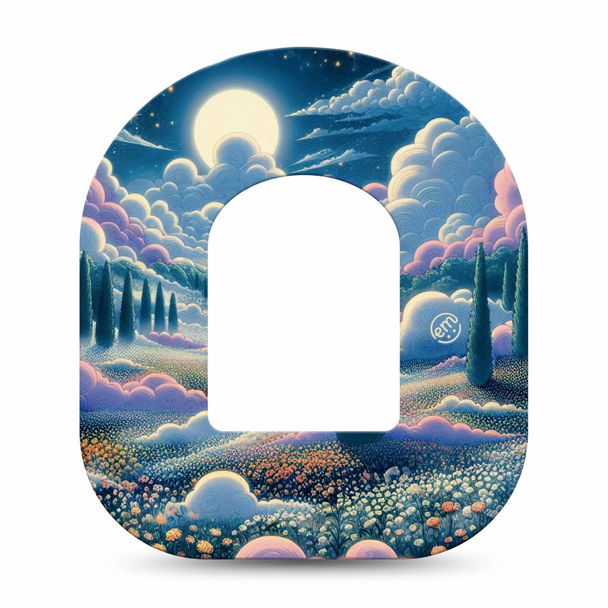 ExpressionMed Dreamy Landscape Omnipod Tape Single Fairytale Field Adhesive Patch Pump Design