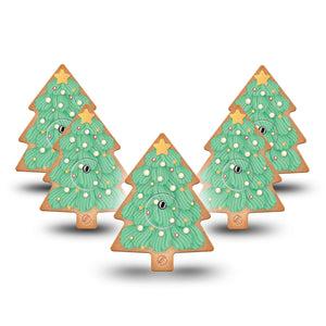 ExpressionMed Christmas Cookie Freestyle Libre 3 Tree Shape Tape 5-Pack Tape and 5-Pack Sticker Brightly Lit Christmas Fir, Patch CGM Design