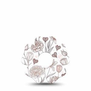 ExpressionMed Minimalist Botanical Freestyle Libre 3 and Libre 3 Plus Flower, Single Tape Organic line art florals Decorative Adhesive Tape for CGM