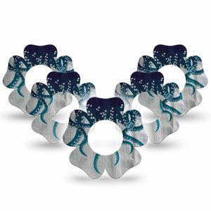 ExpressionMed Tentacles Freestyle Libre 2 and Libre 2 Plus Flower Shape Tape, Abbott Lingo, 5-Pack Tape Kraken-Inspired, Plaster CGM Design