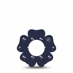 ExpressionMed Palm Trees Freestyle Libre 2 and Libre 2 Plus Flower Shape Tape, Abbott Lingo,  Single Tape Palm Sunset, Fixing Ring Tape CGM Design