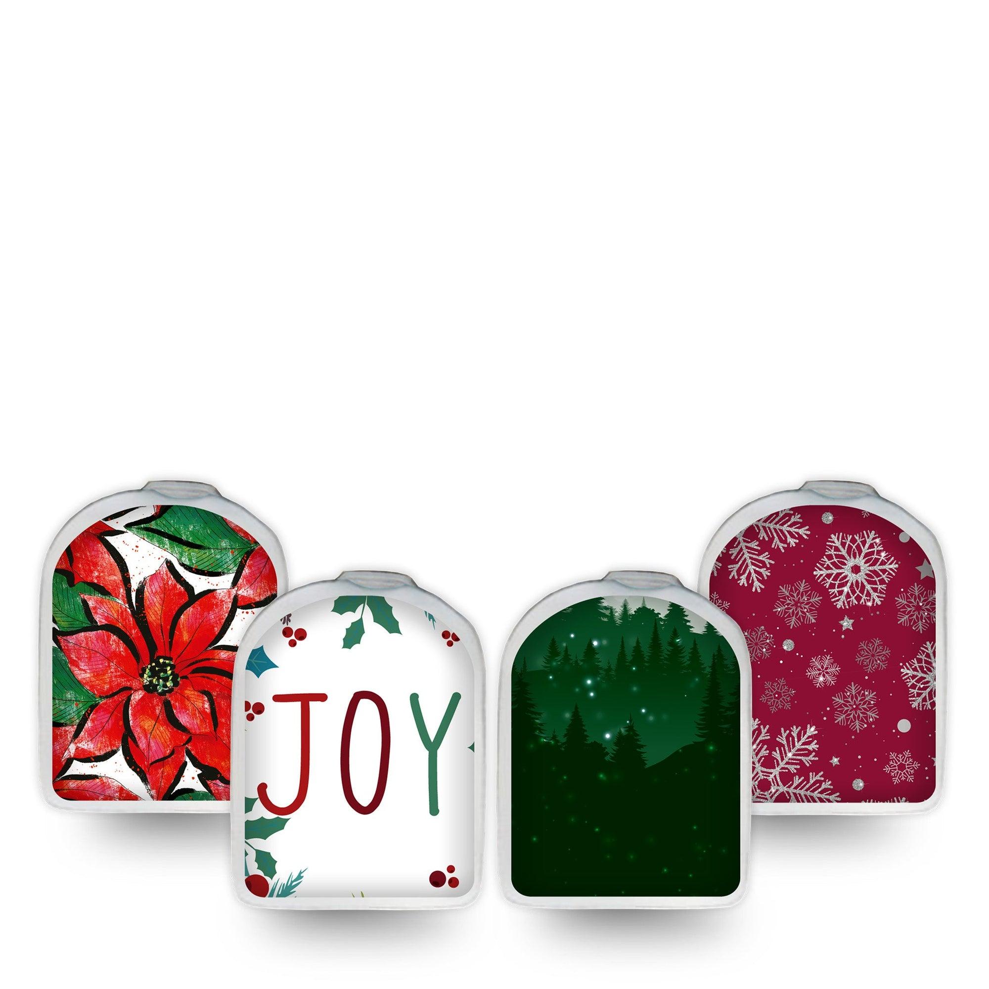 ExpressionMed Winter Variety Pack Omnipod Surface Center Sticker 4-Pack Sticker Variety Subtle Christmas Inspired, Vinyl Decoration Pump Design