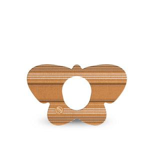 ExpressionMed Golden Oxford Dexcom G7 and Dexcom Stelo Glucose Biosensor System Butterfly, Single Tape Stripe pattern Overlay Tape for CGM