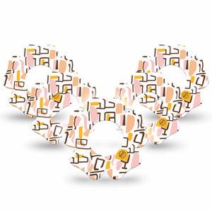 ExpressionMed Squiggles Freestyle Libre 2 and Libre 2 Plus Flower Shape Tape, Abbott Lingo, 5-Pack Tape Fun Shapes Scribbles, Plaster CGM Design