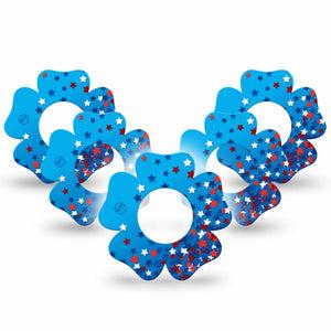 ExpressionMed Confetti Stars Freestyle Libre 2 and Libre 2 Plus Flower Shape Tape, Abbott Lingo, 5-Pack Tape Star Sprinkles, Plaster CGM Design