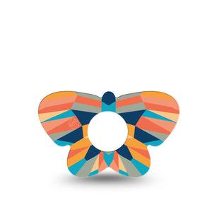 ExpressionMed Geometric Butterfly Infusion Set Butterfly Shape Tape 5-Pack Tape Peachy Blue Geo Butterfly, Plaster Continuous Glucose Monitor Design
