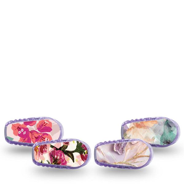 ExpressionMed Warm Florals Dexcom G6 Sticker, 4-Pack Sticker Pearly lilacs and pinks Adhesive Tape for CGM