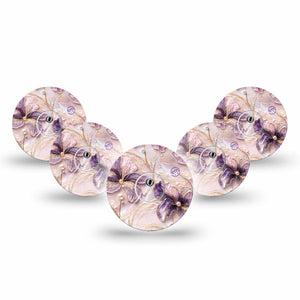 ExpressionMed Pink Pearls Freestyle Libre 3 and Libre 3 Plus, 5-Pack Tape and 5-Pack Sticker Pearly pink and purple Sensor Cover for CGM
