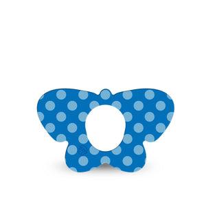 ExpressionMed Blue Polka Dots Dexcom G7 Butterfly Shape Tape, Dexcom Stelo Glucose Biosensor System, Single Tape Blue Polka Dots, Adhesive Tape CGM Design