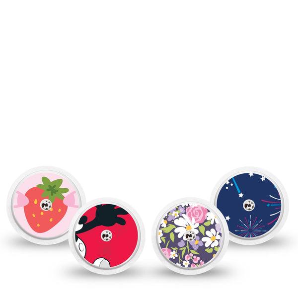 ExpressionMed Playful Freestyle Libre, Libre 2 Plus, and Abbott Lingo Sticker, 4-Pack Sticker whimsical graphic pattern Overlay Patch for Continuous Glucose Monitor