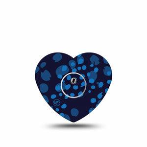ExpressionMed Blue Drops Freestyle Libre 3 and Libre 3 Plus Heart Shape Tape, Single Tape and Single Sticker Circular Blue Shapes, Patch CGM Design