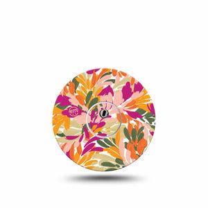 ExpressionMed Retro Brush Stroke Freestyle Libre 3 and Libre 3 Plus Sticker and Tape  Tropical-Inspired Bright Pattern, Vinyl Sticker and Tape Pairing CGM Design