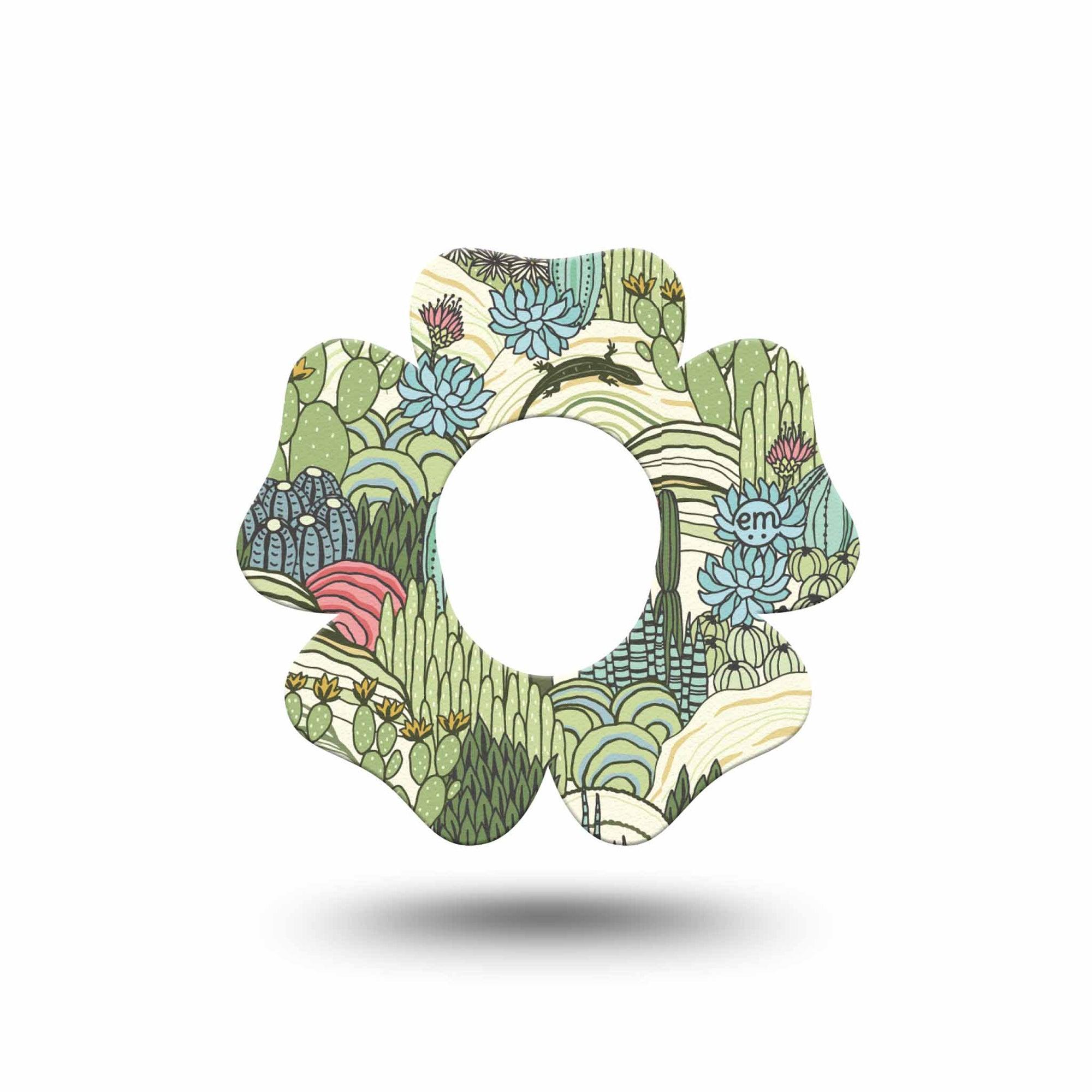 ExpressionMed Cactus Dexcom G7 Flower Shape Tape, Dexcom Stelo Glucose Biosensor System, Single Tape Prickly Pear Cactus Florals, Adhesive Tape CGM Design