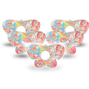 ExpressionMed Faded Summer Freestyle Libre 3 and Libre 3 Plus Butterfly Shape Tape 5-Pack Tape Faded Art Print, Overlay Patch CGM Design