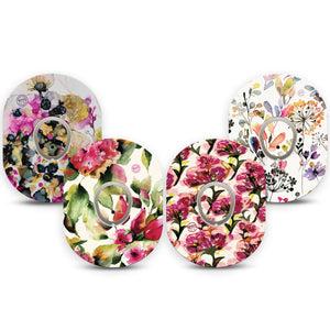 ExpressionMed Blush & Berries Variety Pack Dexcom G7 Sticker and Tape, Dexcom Stelo Glucose Biosensor System,   Red Purple Florals, Vinyl Sticker and Tape Pairing Continuous Glucose Monitor Design