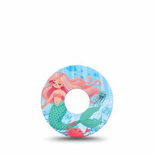 ExpressionMed Mermaid Freestyle Libre 3 and Libre 3 Plus Tape Single Tape Green Fishtale, Adhesive Tape Continuous Glucose Monitor Design