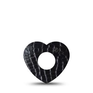ExpressionMed Black Aligator Skin Infusion Set Heart Shape Tape 5-Pack Tape Sleek Looking Animal Print, Adhesive Tape Continuous Glucose Monitor Design
