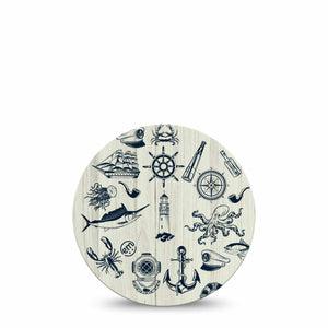 ExpressionMed Nautical Seas Dexcom G7 Overpatch, Dexcom Stelo Glucose Biosensor System, Single Tape Coastal Motifs, Overlay Tape CGM Design