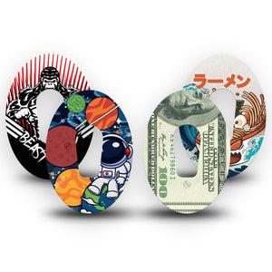 ExpressionMed Outlaw Legends Variety Pack Dexcom G6 Tape, 4-Pack Tape Variety Cartoon Boy Characters, Plaster Continuous Glucose Monitor Design