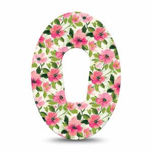 ExpressionMed Painter’s Cosmos Dexcom G6, Single Tape Painted pink blossoms Fixing Ring Tape for Continuous Glucose Monitor