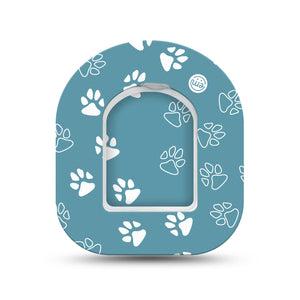 ExpressionMed Pawprint  Omnipod Surface Center Sticker and Mini Tape Animal Track Vinyl Sticker and Tape Design Pump Design