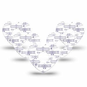 ExpressionMed Airplane Freestyle Libre 3 and Libre 3 Plus Heart Shape Tape 5-Pack Tape Glider Planes, Patch CGM Design