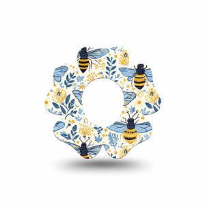ExpressionMed Busy Bees Dexcom G7 and Dexcom Stelo Glucose Biosensor System Flower, Single Tape Spring petals bees Adhesive Tape for CGM