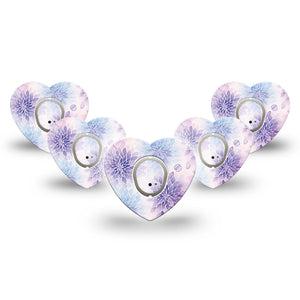 ExpressionMed Wisteria Fade Dexcom G7 and Dexcom Stelo Glucose Biosensor System Heart, 5-Pack Tape and 5-Pack Sticker Pattern floral Overlay Patch for Continuous Glucose Monitor