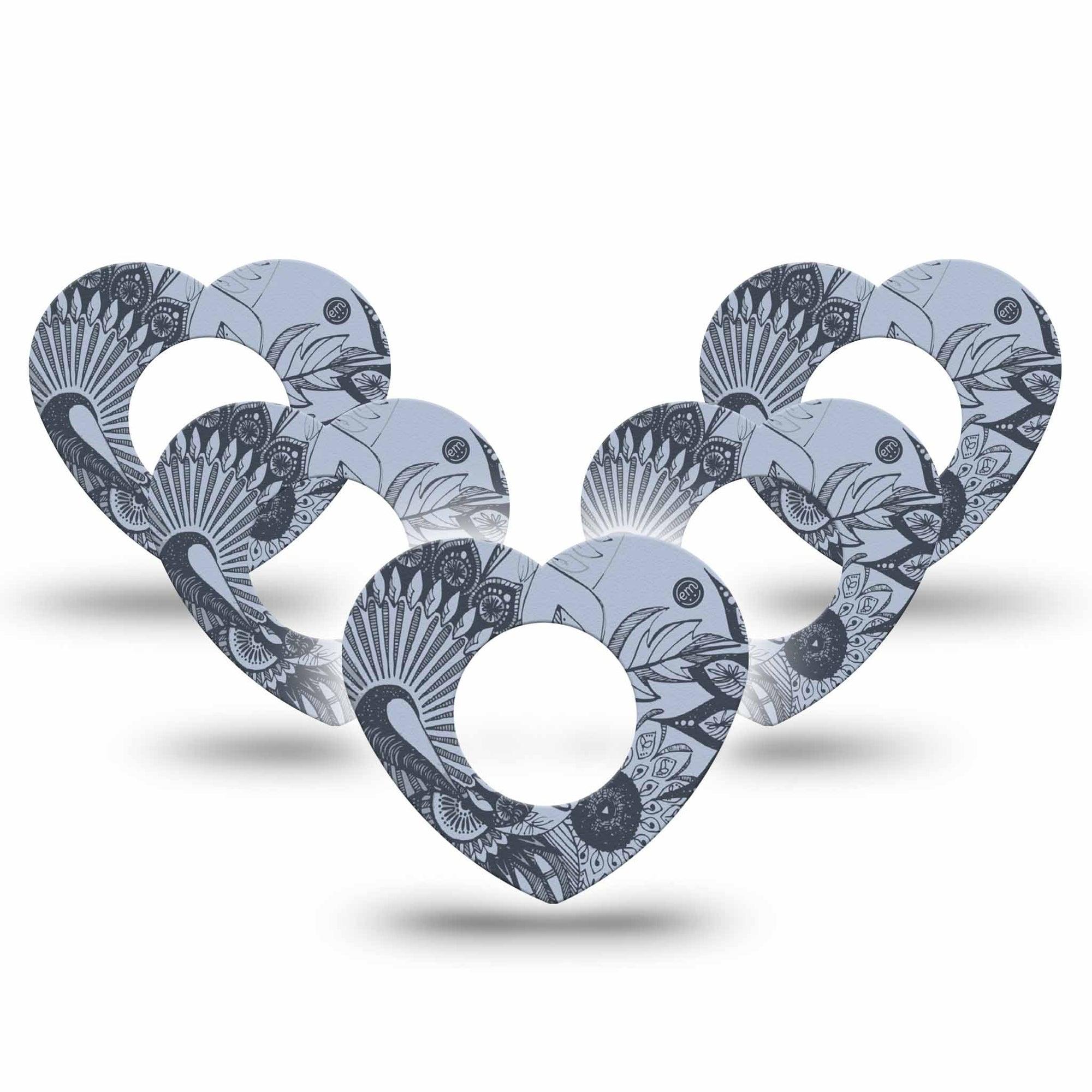 ExpressionMed Dani Freestyle Libre 2 and Libre 2 Plus Heart Shape Tape, Abbott Lingo, 5-Pack Tape Elegant Lines Plaster CGM Design