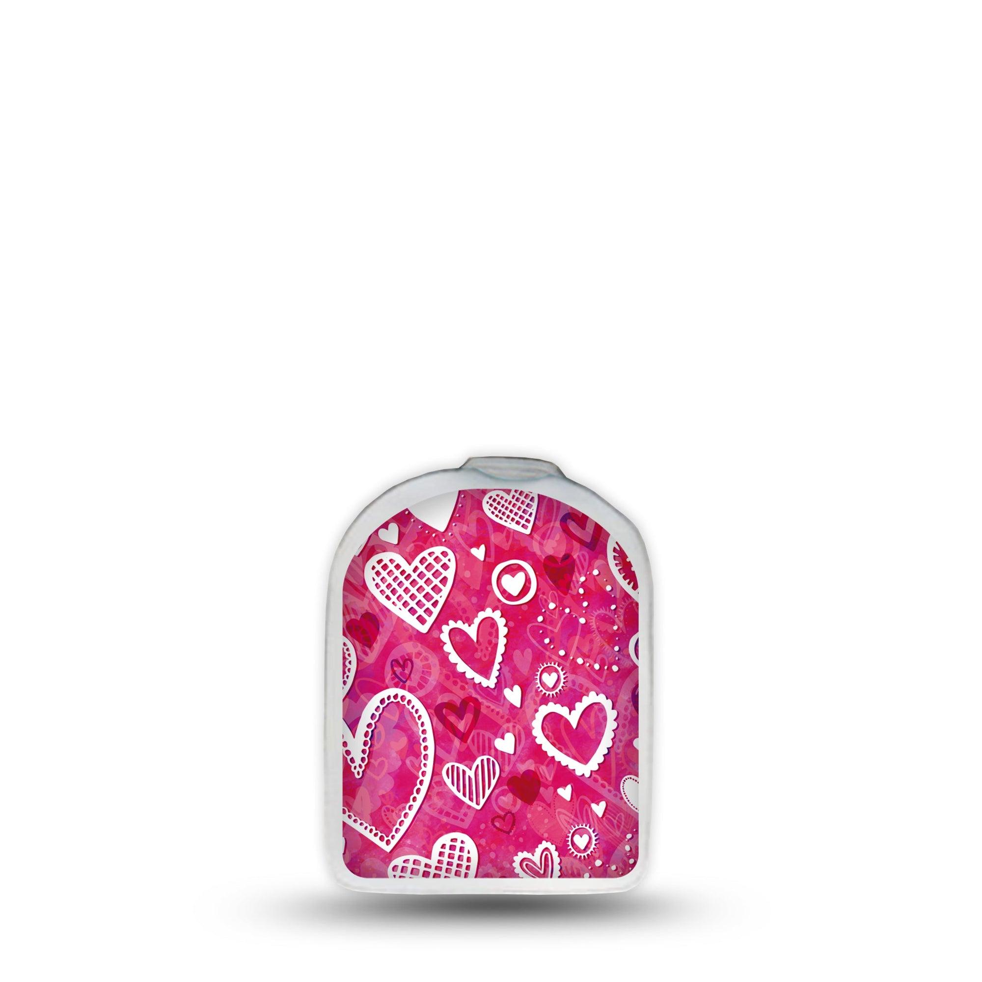 ExpressionMed Whimsical Hearts Omnipod Surface Center Sticker Single Sticker Doodle Hearts Themed Vinyl Decoration Pump Design