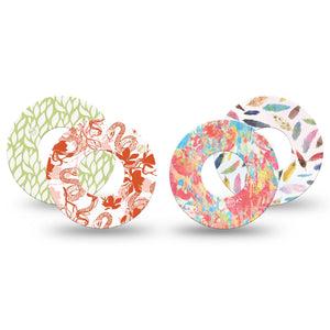 ExpressionMed Heatwave Variety Pack Freestyle Libre and Libre 2 Plus Tape, Abbott Lingo, 4-Pack Tape Variety Soft Color Patterns, Fixing Ring Tape Continuous Glucose Monitor Design