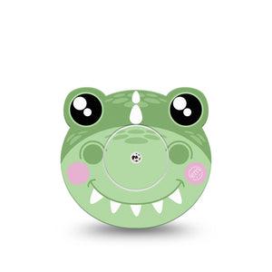 ExpressionMed Green Dinosaur Freestyle Libre 2 Cute Shape Tape, Abbott Lingo, Single Tape and Single Sticker Fun Shaped Zoo Pals Inspired Plaster Continuous Glucose Monitor Design