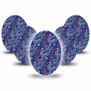 ExpressionMed Independence Paisley Medtronic Guardian Enlite Universal Oval 5-Pack Tape Fun Summer Paisley, Plaster CGM Design