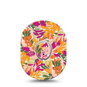 ExpressionMed Retro Brush Stroke Dexcom G7 Sticker and Tape, Dexcom Stelo Glucose Biosensor System,  Plant-Like Brush Painted Print, Vinyl Sticker and Tape Pairing Continuous Glucose Monitor Design