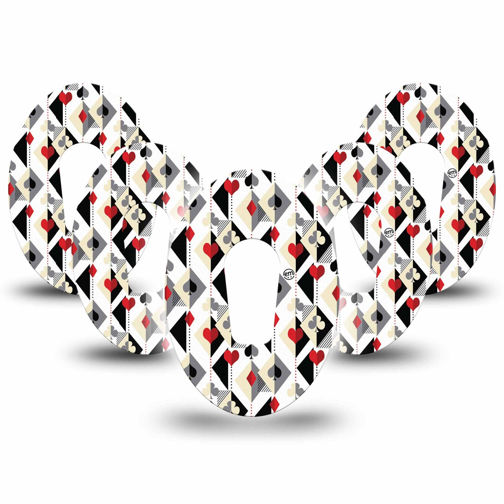 ExpressionMed Playing Cards Dexcom G6 Tape 5-Pack Tape Deck Of Cards Print, Plaster Continuous Glucose Monitor Design