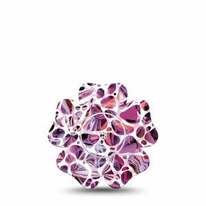 ExpressionMed Purple Pebbles Freestyle Libre 2 and Libre 2 Plus Flower Shape Tape, Abbott Lingo, Single Tape and Single Sticker Purple Gravel, Plaster CGM Design