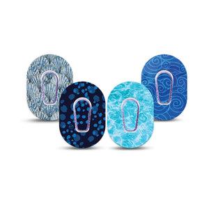 ExpressionMed Coastal Blues Dexcom G6 Mini, tape and sticker  ocean inspired design Waterproof Adhesive Tape for CGM