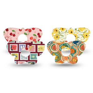 ExpressionMed Sweet Stickers Freestyle Libre 3 and Libre 3 Plus Butterfly, 4-Pack Tape Orange red tones Waterproof Plaster for CGM
