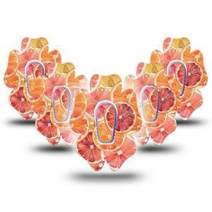 ExpressionMed Oranges Dexcom G6 Flower, 5-Pack Tape and 5-Pack Sticker Watercolor blood oranges Fixing Ring Patch for Continuous Glucose Monitor