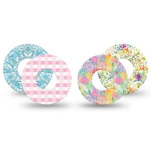 ExpressionMed Fresh Greenery Freestyle Libre, Libre 2 Plus, and Abbott Lingo, 4-Pack Tape Light bright petals Decorative Patch for Continuous Glucose Monitor