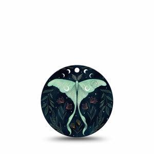 ExpressionMed Luna Moth Freestyle Libre 3 and Libre 3 Plus Overpatch Single Tape Long-Tailed Moth, Adhesive Patch CGM Design